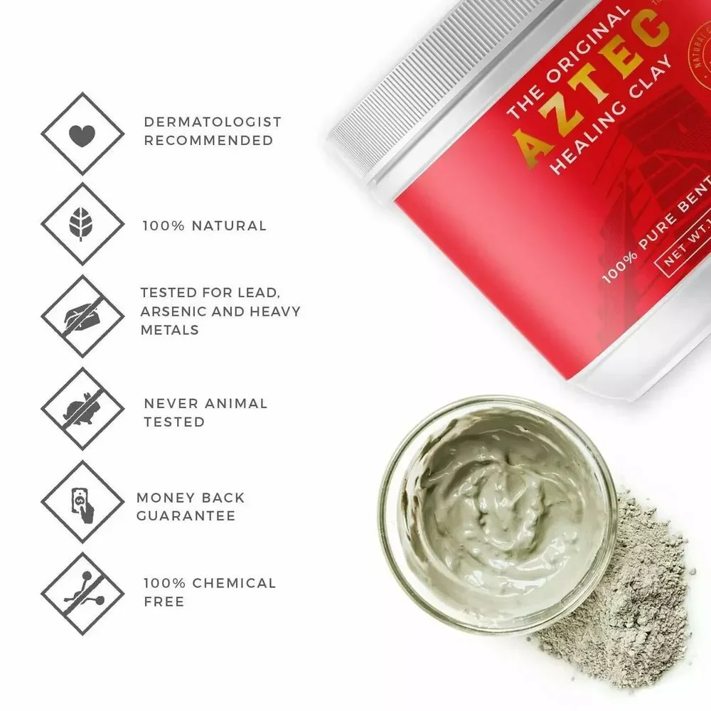 Original Aztec Healing Clay - Pure Bentonite Powder - Natural Face Mask - 16 oz